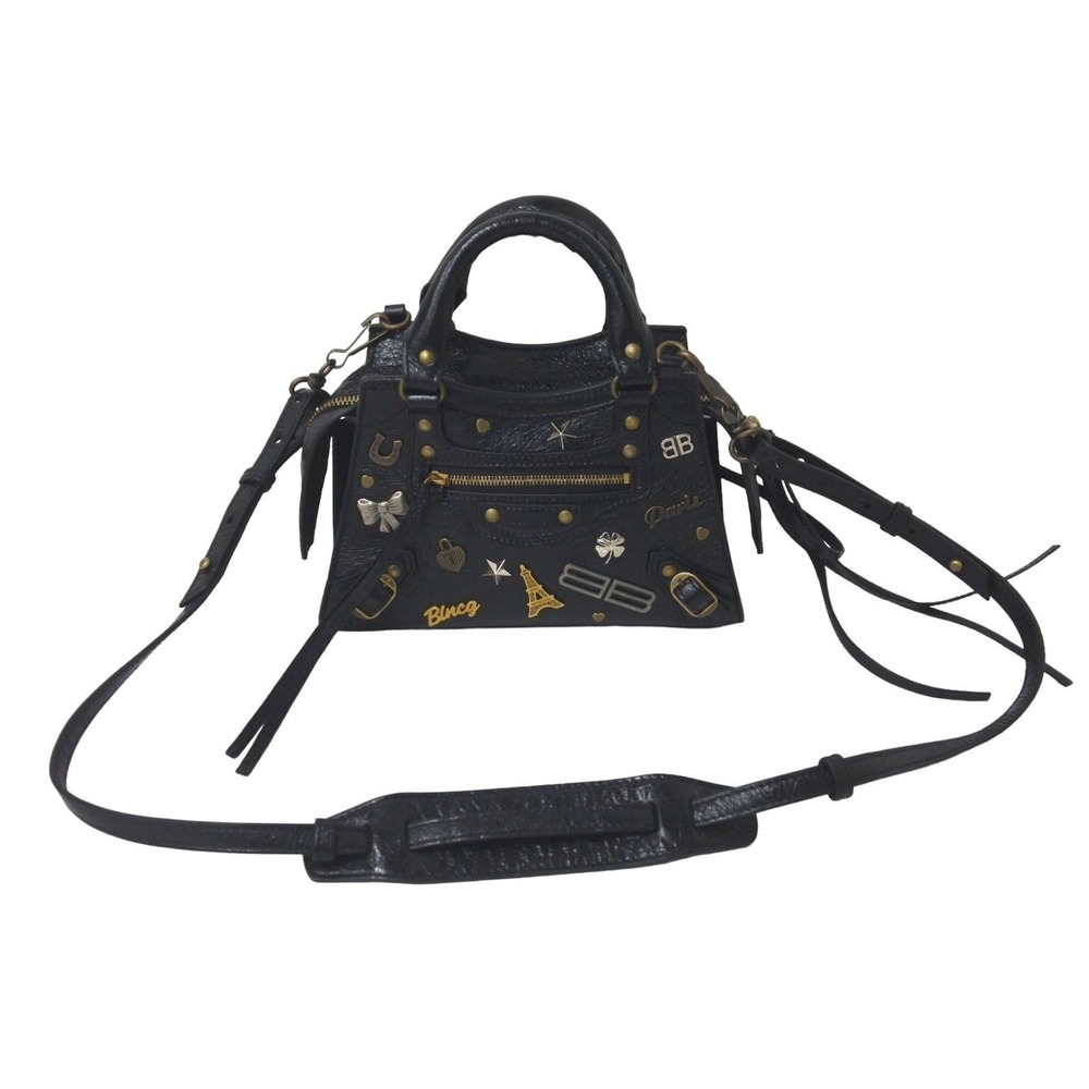 BALENCIAGA Neo Classic Handbag Stroke Black Leather